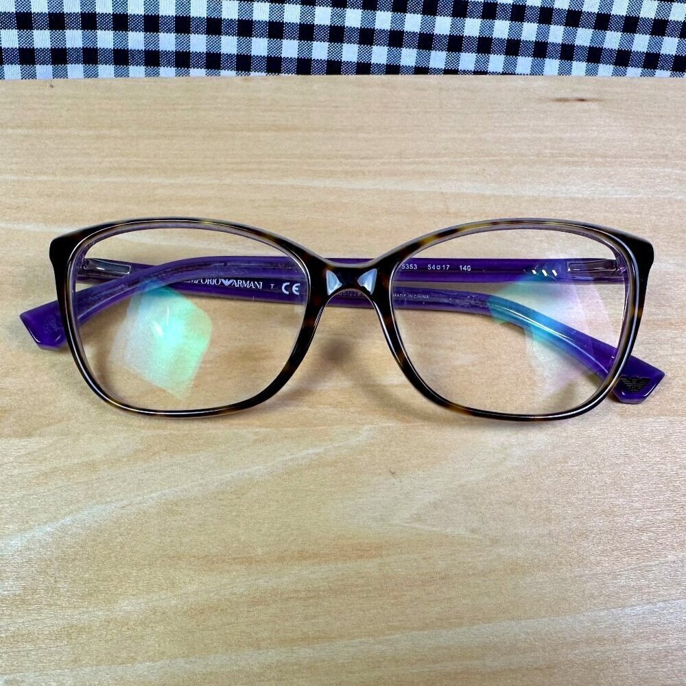 Emporio Armani EA3053 Eyeglasses Square Frames Purple Tortoise Shell